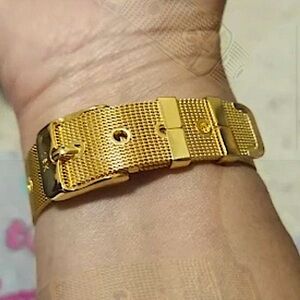 GOLD FILLED MESH BELT BUCKLE BRACELET UNISEX MENS WOMENS Popular Stackab…